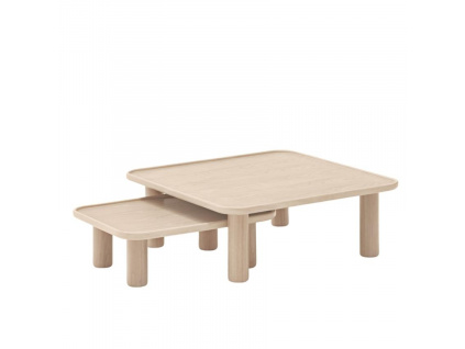 Přírodní dřevěný set konferenčních stolků Teulat Nest 79/49 x 79/49 cm