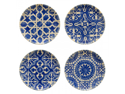 Sada čtyř bílo modrých kameninových dezertních talířů COSTA NOVA ELEMENTS 21 cm