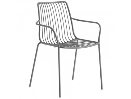 Antracitově šedá kovová zahradní židle Nolita 3656 s područkami