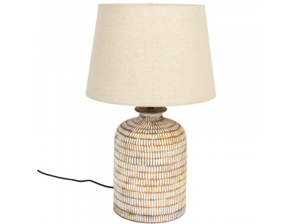 Béžová keramická stolní lampa DUTCHBONE RUSSEL se lněným stínidlem