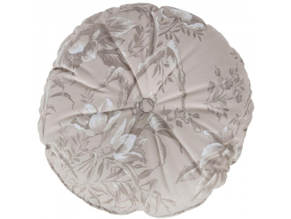 Světle šedý sametový polštář se vzorem květin Tergi 45 cm