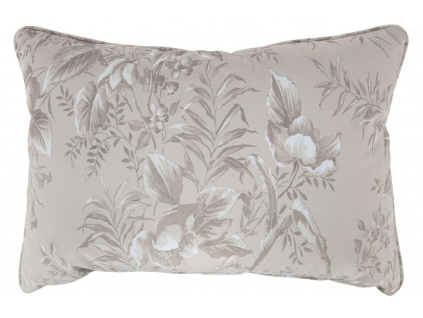 Světle šedý sametový polštář se vzorem květin Tergi 40 x 60 cm