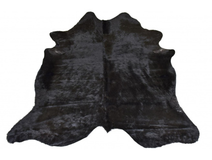 Černý kožený koberec J-Line Bovino 225 x 218 cm