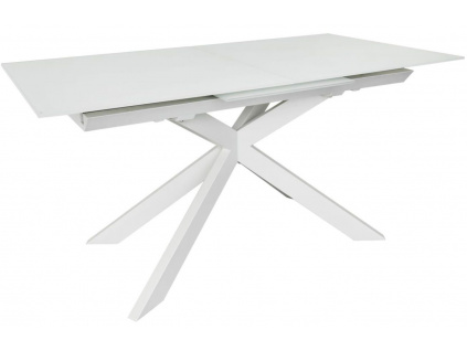 Bílý skleněný rozkládací jídelní stůl Kave Home Atminda 160/210 x 90 cm