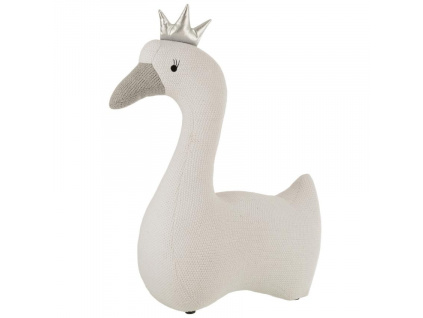 Bílá bavlněná dětská hračka J-Line Swan 77 cm