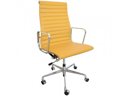 Hořčicově žlutá kožená kancelářská židle 119