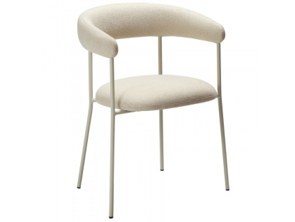 Krémově bílá látková jídelní židle DAN-FORM Plenti s bílou podnoží