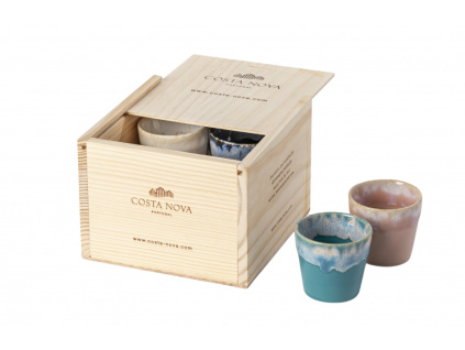 Dřevěný box s 8 barevnými šálky na espresso COSTA NOVA GRESPRESSO 0,1 l