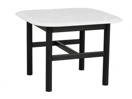 Bílý mramorový konferenční stolek ROWICO HAMMOND 62 x 62 cm s černou podnoží
