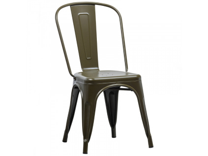 Tmavě zelená kovová jídelní židle Dean