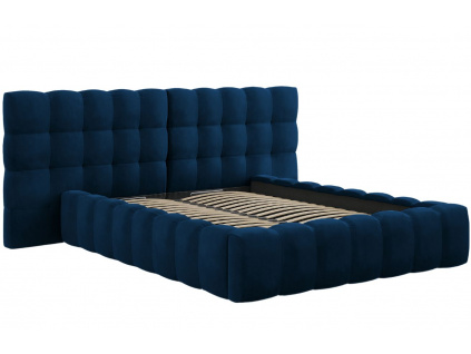 Královsky modrá sametová dvoulůžková postel MICADONI Mamaia 140 x 200 cm s úložným prostorem II.