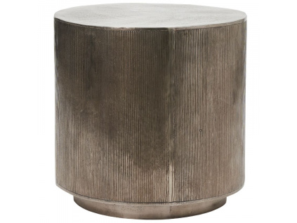 Stříbrný hliníkový kulatý odkládací stolek Rota 50 cm