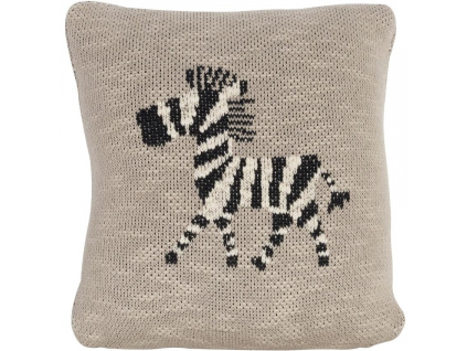 Béžový pletený dětský polštář Quax Zebra 30 x 30 cm