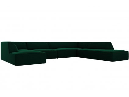 Zelená sametová rohová pohovka MICADONI Ruby II. 366 cm, pravá