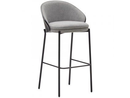 Šedá látková barová židle Kave Home Eamy II. 77 cm