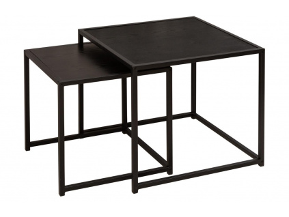 Set dvou černých jasanových konferenčních stolků Tobi 40 x 40/50 x 50 cm