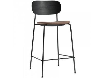 Černá dubová barová židle MENU CO 68,5 cm s hnědým sedákem