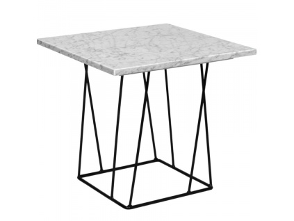 Bílý mramorový odkládací stolek Rofus s černou podnoží 50 x 50 cm848x848