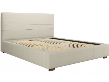 Béžová látková postel MICADONI Aranda 140 x 200 cm