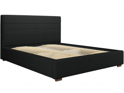 Černá látková postel MICADONI Aranda 140 x 200 cm