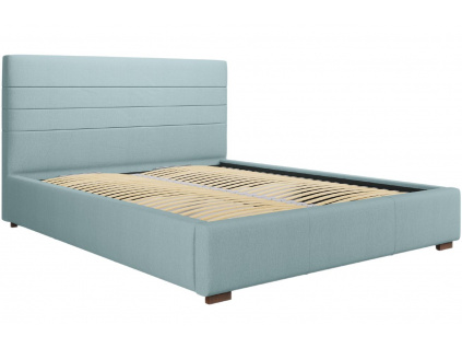 Světle modrá látková postel MICADONI Aranda 180 x 200 cm