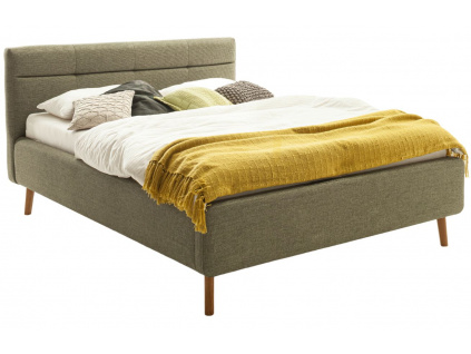 Zelená látková dvoulůžková postel Meise Möbel Lotte 160 x 200 cm s úložným prostorem