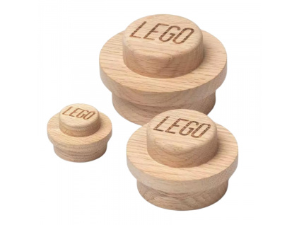 Světlá dubová sada tří věšáků LEGO® Wood