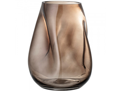 Hnědá skleněná váza Bloomingville Ingolf 19,5 x 18 cm
