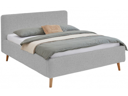 Šedá látková bouclé dvoulůžková postel Meise Möbel Mattis 140 x 200 cm s úložným prostorem