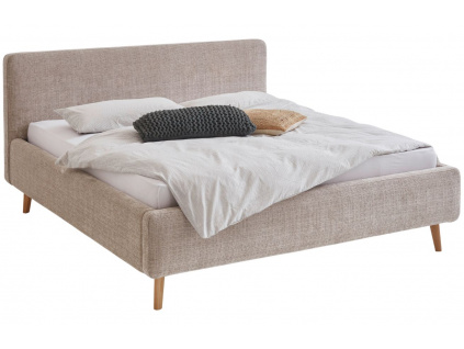 Béžová látková dvoulůžková postel Meise Möbel Mattis 160 x 200 cm s úložným prostorem