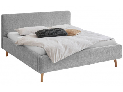 Šedá látková dvoulůžková postel Meise Möbel Mattis 160 x 200 cm s úložným prostorem