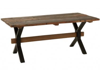 Hnědý dřevěný jídelní stůl J-line Talia 180 x 90 cm