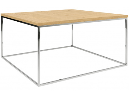 Dubový konferenční stolek TEMAHOME Gleam 75x75 cm s chromovanou podnoží