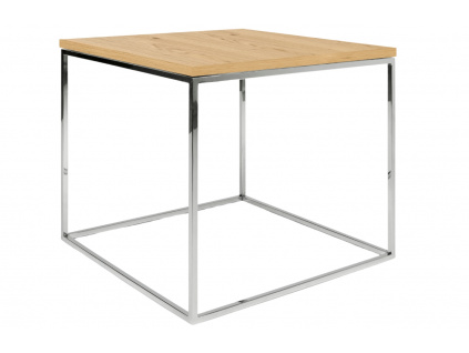 Dubový konferenční stolek TEMAHOME Gleam 50 x 50 cm s chromovanou podnoží