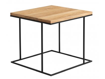 Přírodní masivní konferenční stolek Valter s černou podnoží 50x50 cm