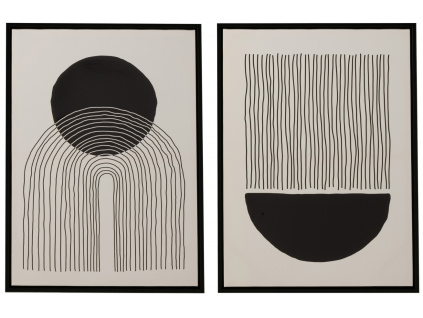 Set dvou černobílých abstraktních obrazů J-line Roava 80 x 60 cm