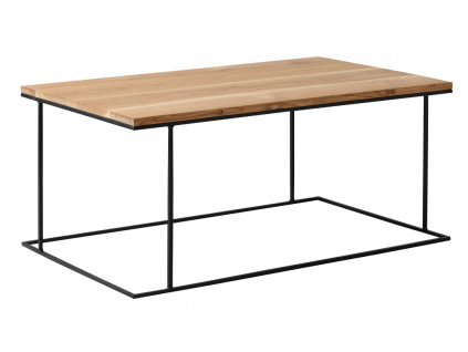 Přírodní masivní konferenční stolek Valter s černou podnoží 100x60 cm