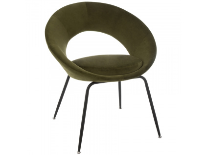 Zelená sametová jídelní židle J-line Dyra
