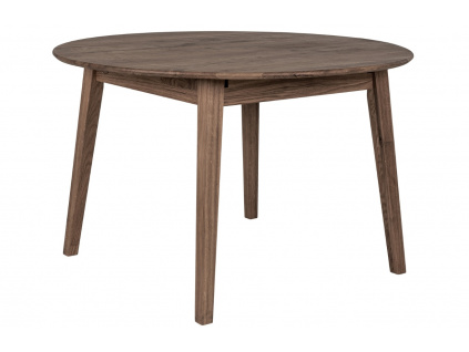 Hnědý dubový rozkládací jídelní stůl Meta 118 x 118/158 cm
