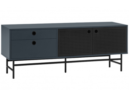 Tmavě modrý lakovaný TV stolek Teulat Punto 140 x 40 cm