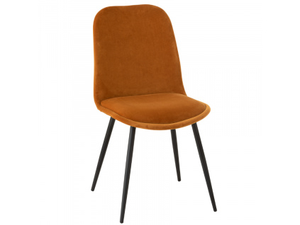 Oranžová sametová jídelní židle J-line Loko
