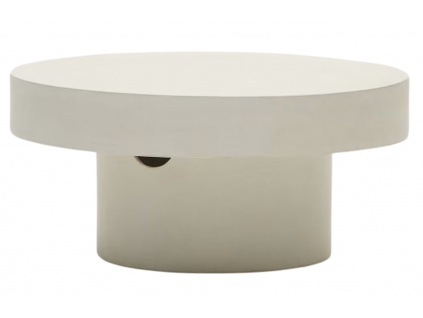Bílý cementový zahradní konferenční stolek Kave Home Aiguablava 66 cm