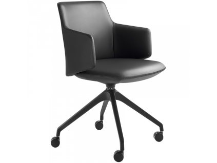 Tmavě šedá kožená konferenční židle MELODY MEETING 360-F75