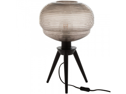 Kouřově černá skleněná stolní lampa J-line Flopo