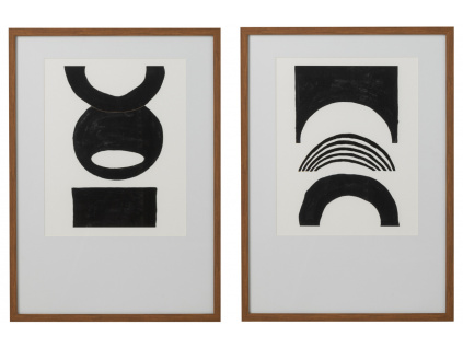 Set dvou černobílých abstraktních obrazů J-line Buto 73 x 53 cm