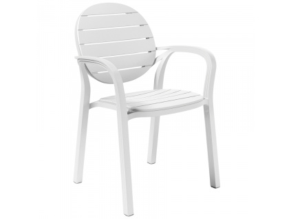 Bílá plastová zahradní židle Palma