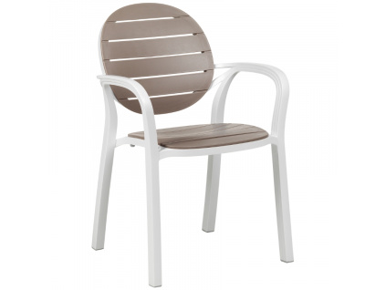 Hnědo-bílá plastová zahradní židle Palma