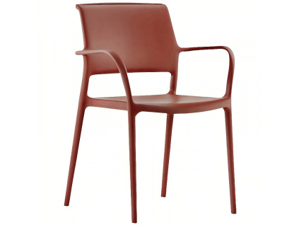 Červená plastová jídelní židle Ara 315