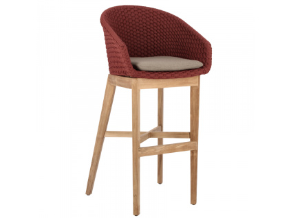 Červená pletená zahradní barová židle Bizzotto Coachella 110 cm