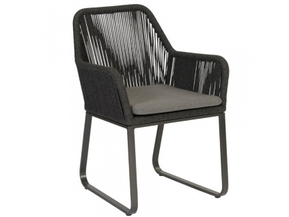 Šedá látková zahradní židle Sienna s černým výpletem